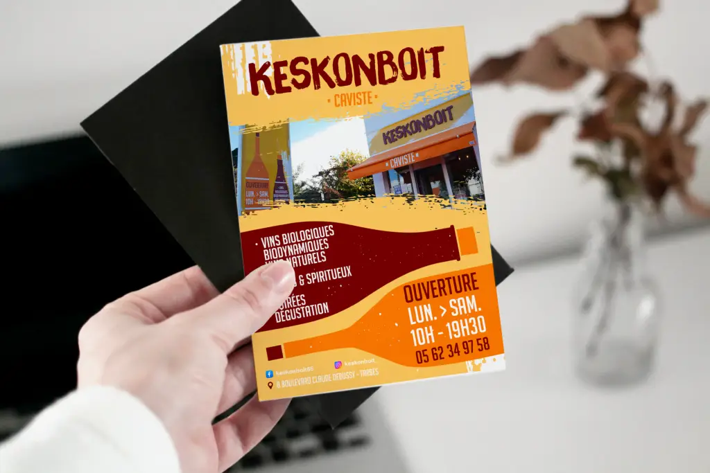 Détails Raffinés - Flyer en Gros Plan : Texture du papier, couleurs vibrantes