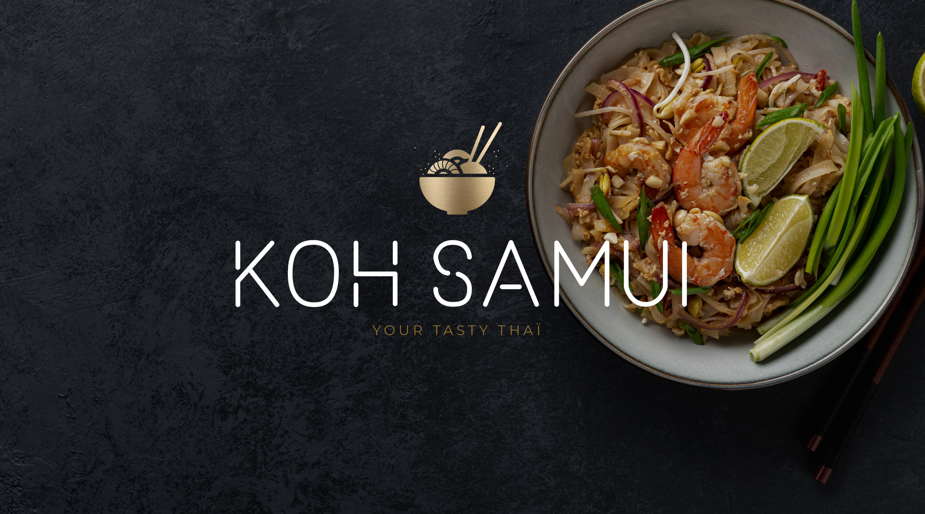 fond d'écran d'un plat thailandais avec le logo du koh samui tarbes